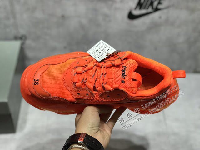 Balenciaga經典款男女鞋 巴黎世家頂級版本Triple S厚底氣墊大底LOGO老爹鞋 Balenciaga情侶款老爹鞋  hdbl1267